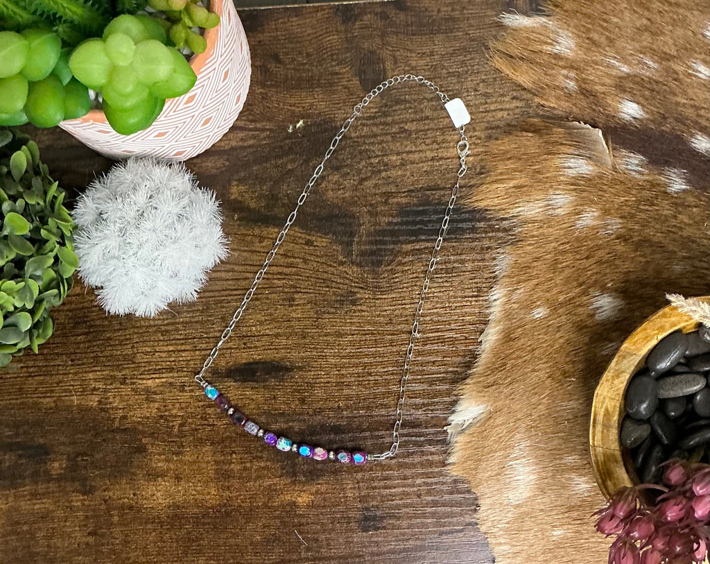 Variscite Sea Sediment & Sterling Silver Chain Choker – 16” Southwestern Beaded