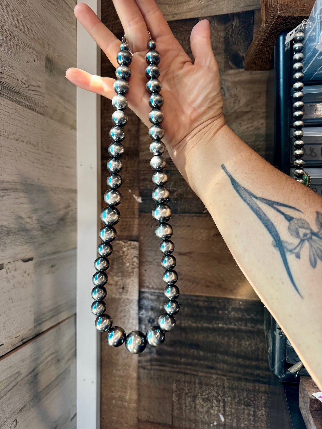 Large Sterling Silver Pearl Necklace – 8mm to 20mm Graduated