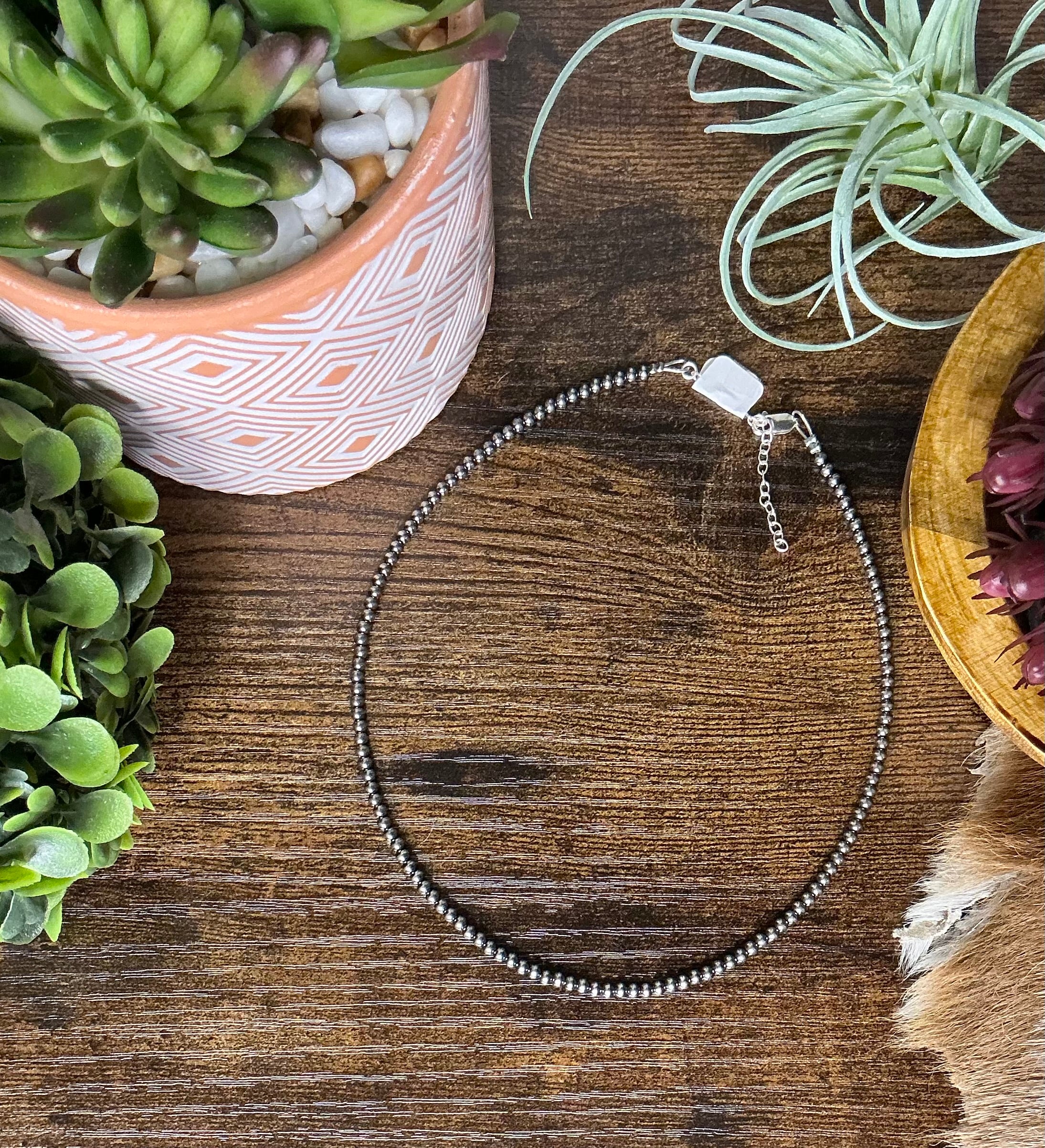 3mm Sterling Silver Pearl Necklace 14"