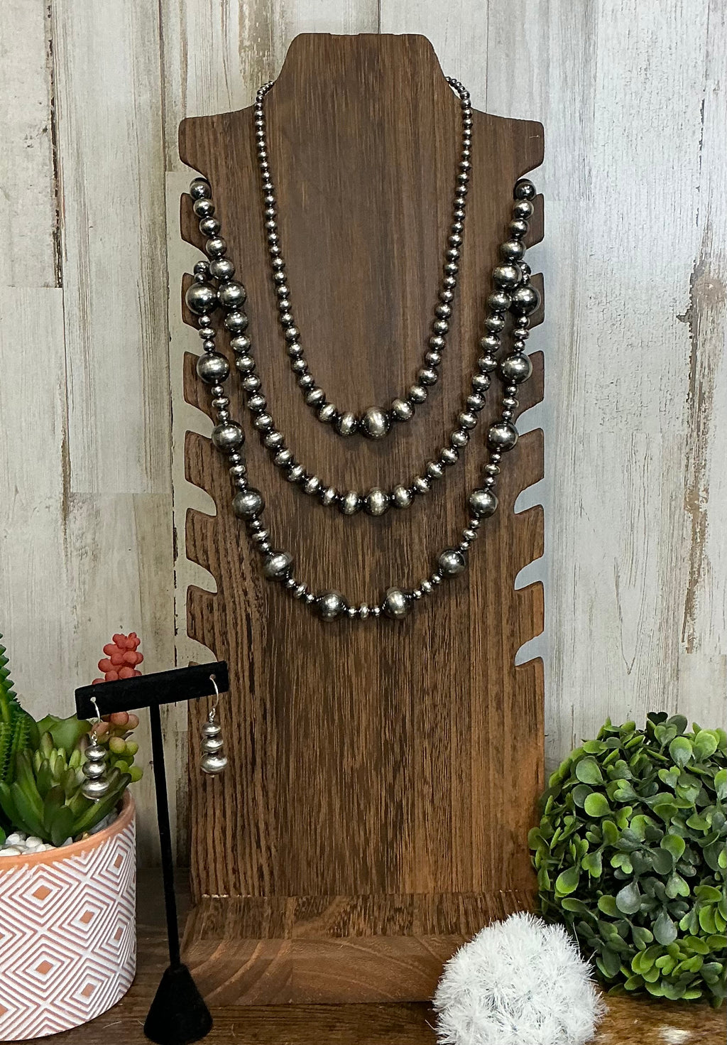 Graduated Sterling Silver Pearl Necklace – 18” Round Beads 4mm–14mm