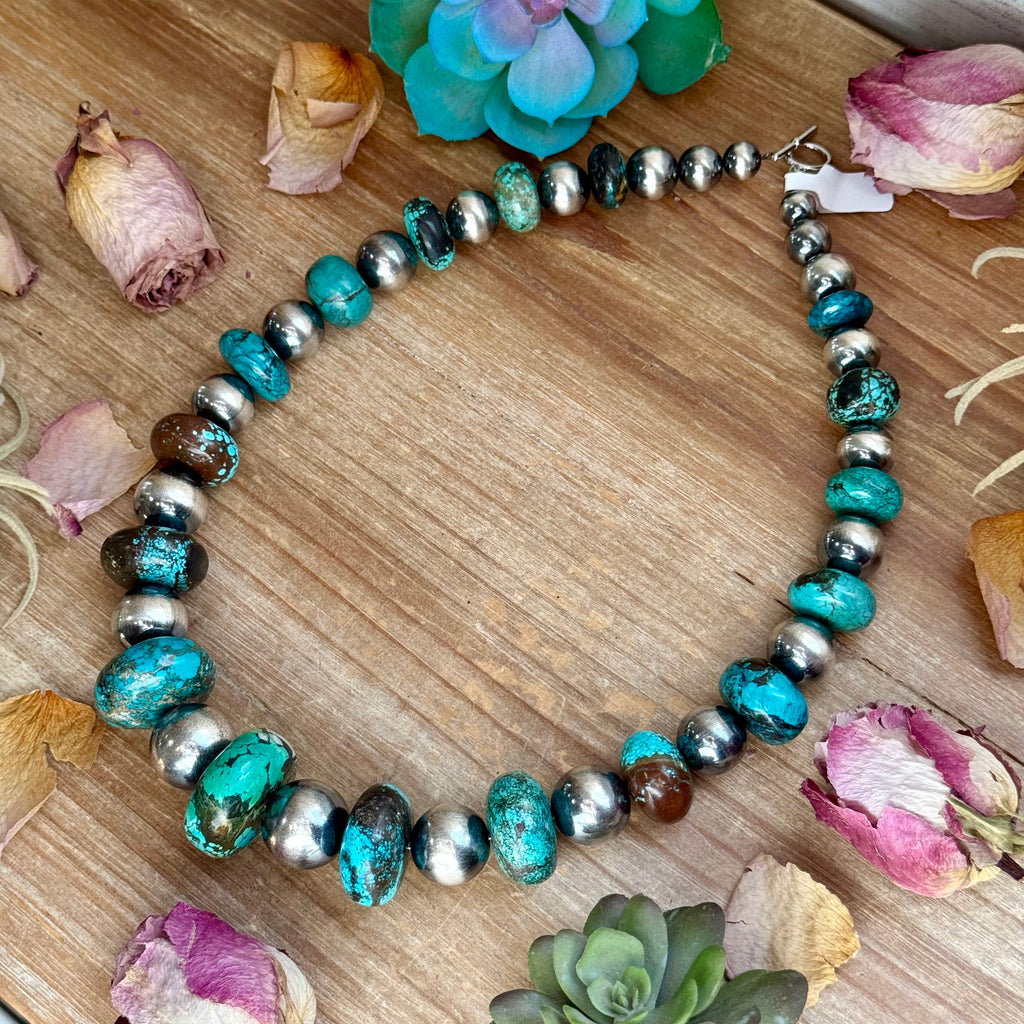 23” Massive Turquoise Rondelle Statement Necklace