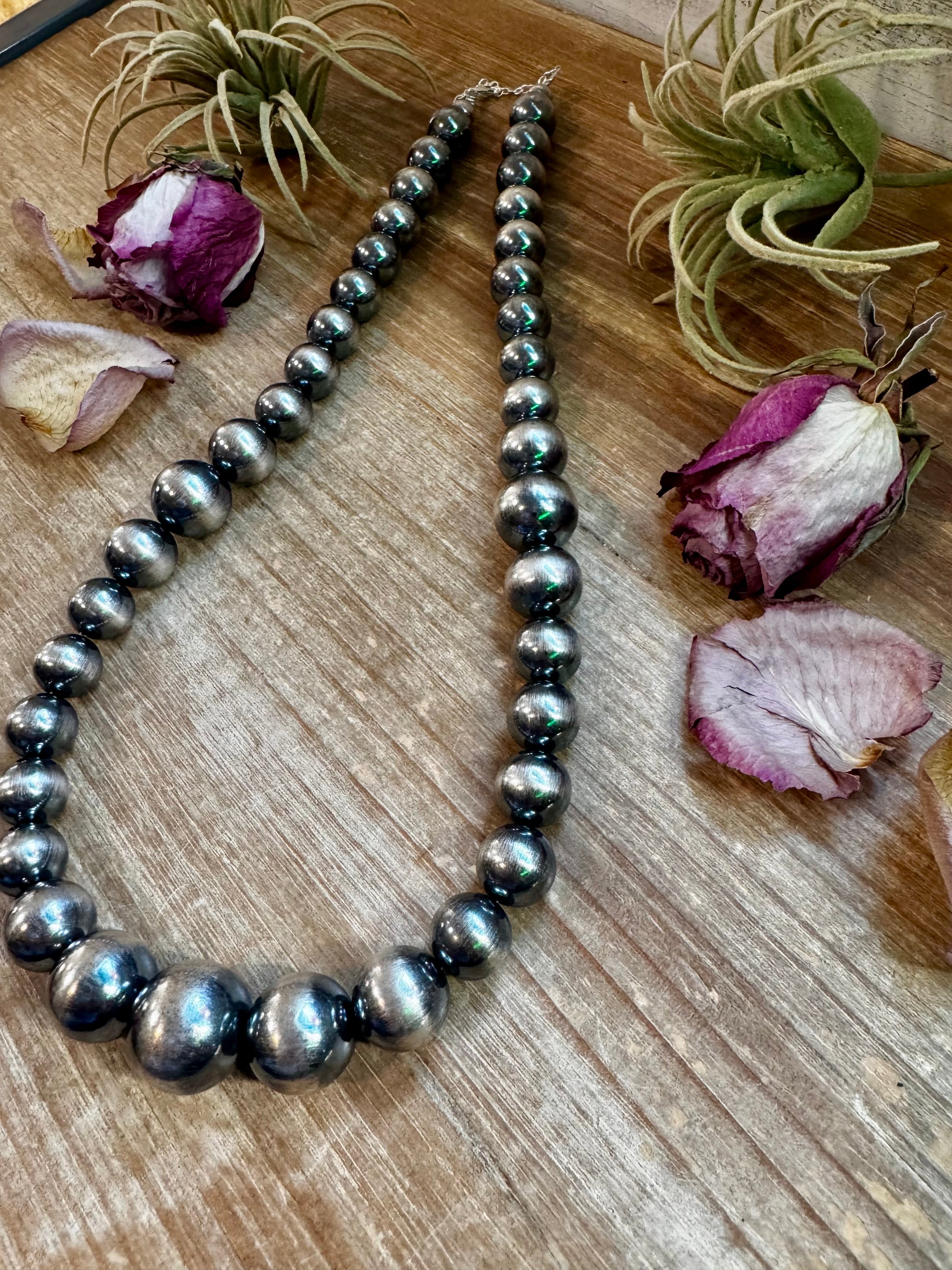 Large Sterling Silver Pearl Necklace – 8mm to 20mm Graduated