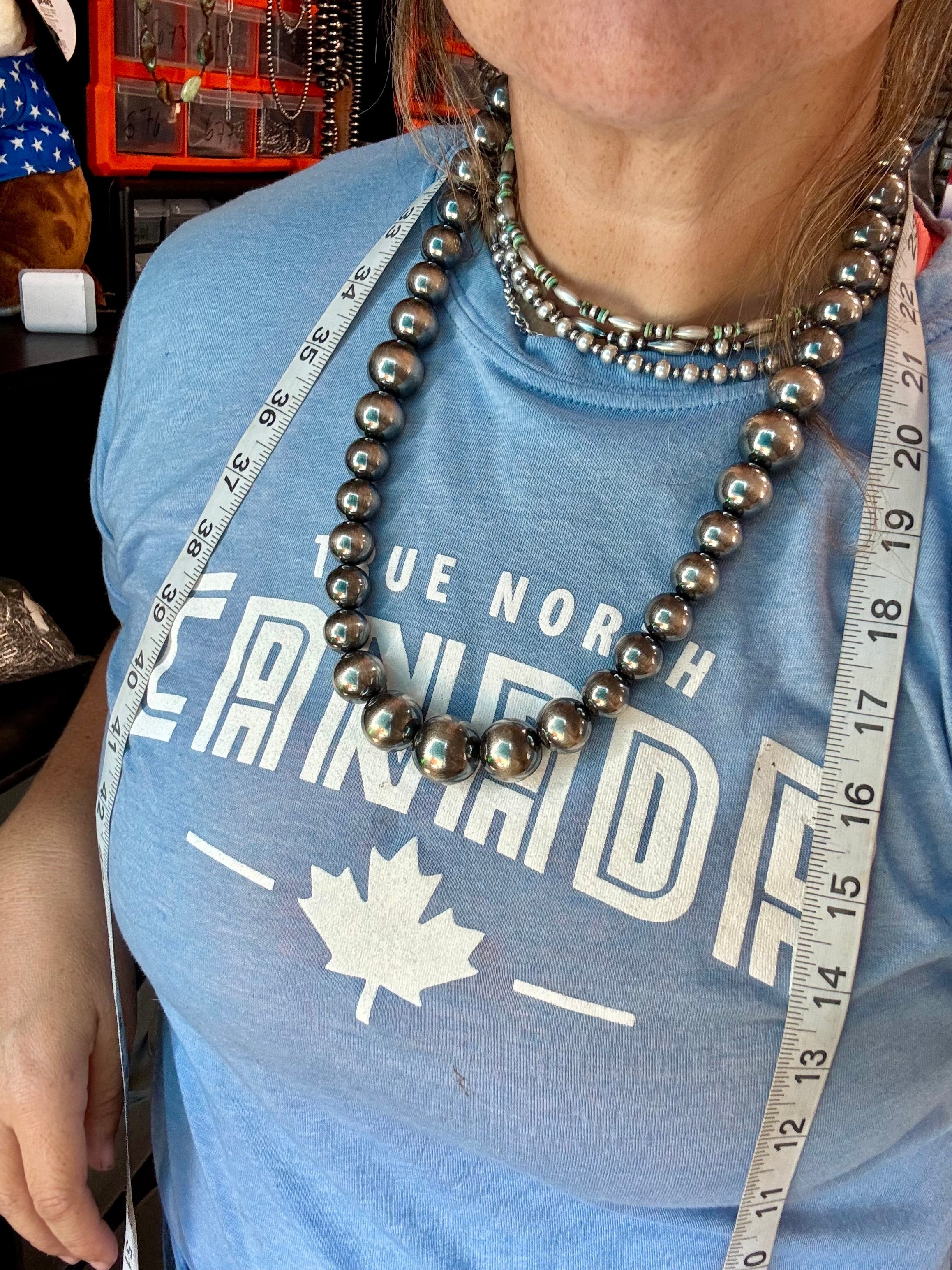 Large Sterling Silver Pearl Necklace – 8mm to 20mm Graduated