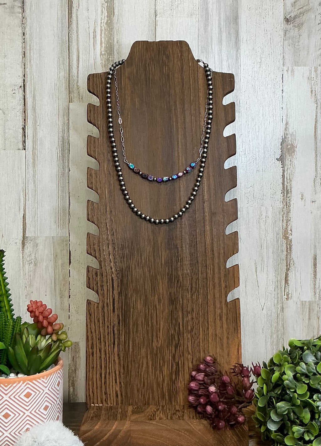 Variscite Sea Sediment & Sterling Silver Chain Choker – 16” Southwestern Beaded