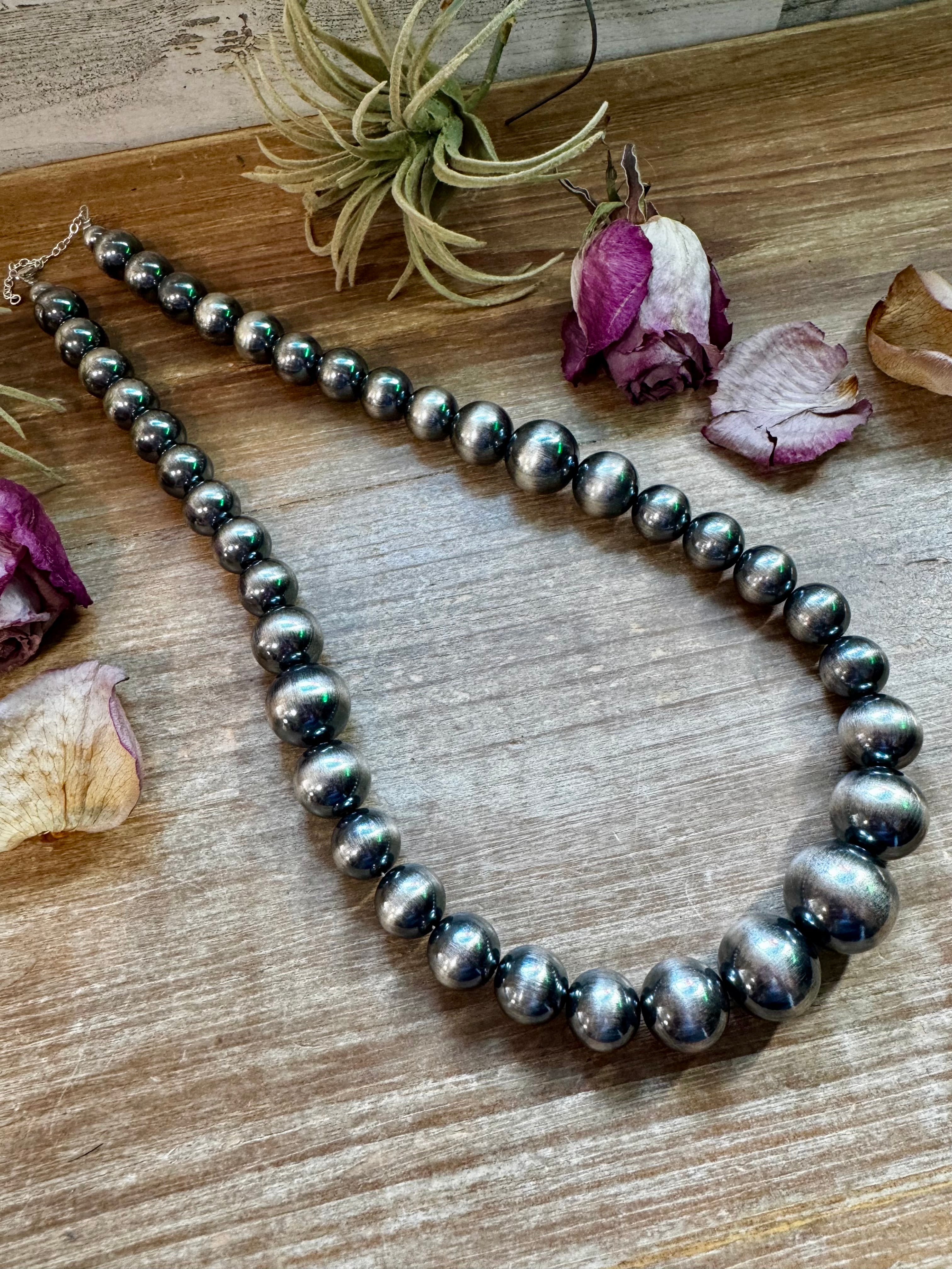 Large Sterling Silver Pearl Necklace – 8mm to 20mm Graduated