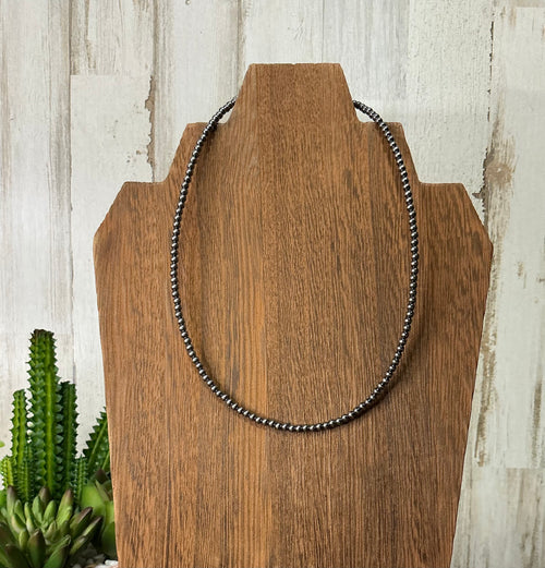 3mm Sterling Silver Pearl Necklace 14"