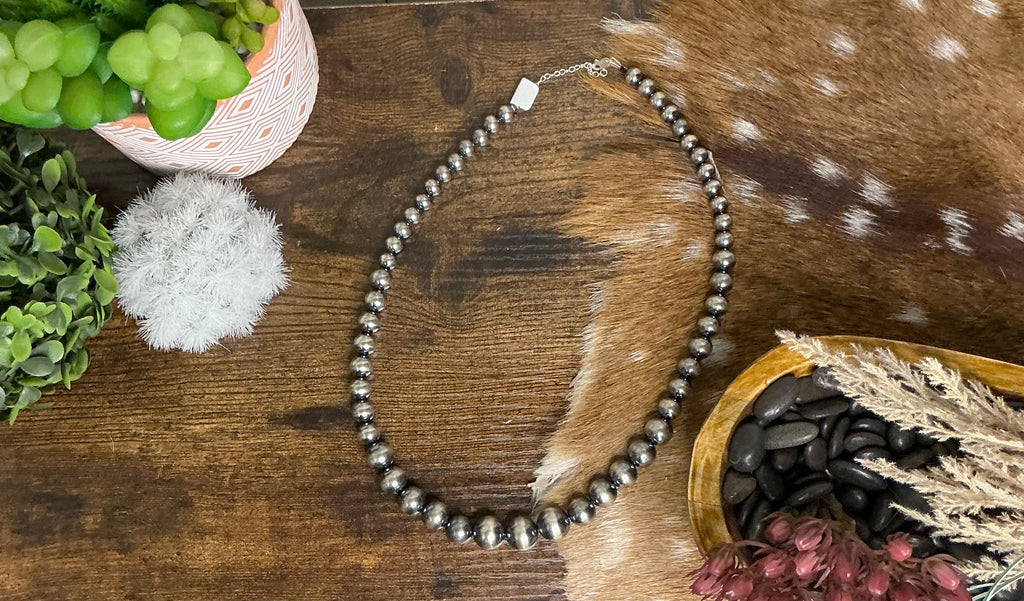 Sterling Silver Pearl Necklace – 20.5” Graduated 8mm–14mm Western Classic