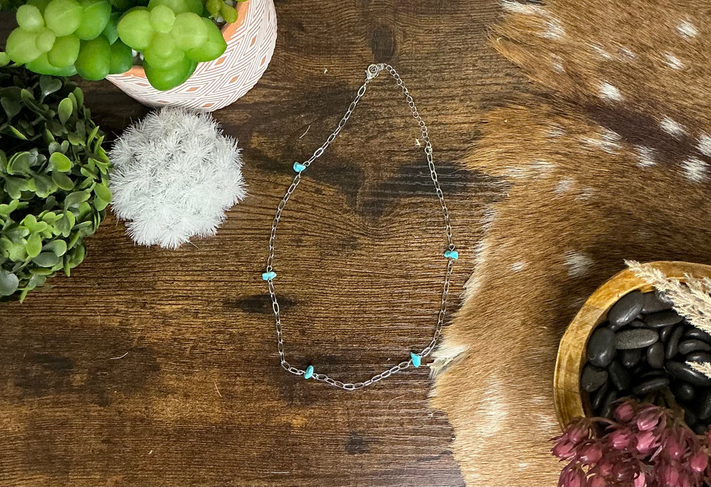 Sleeping Beauty Turquoise Paperclip Chain Necklace – 15” + 2” Extender