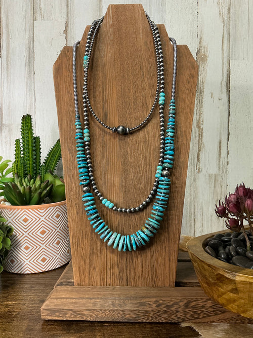 14 inch 3 mm Sterling Silver Pearl Necklace - 10 mm middle