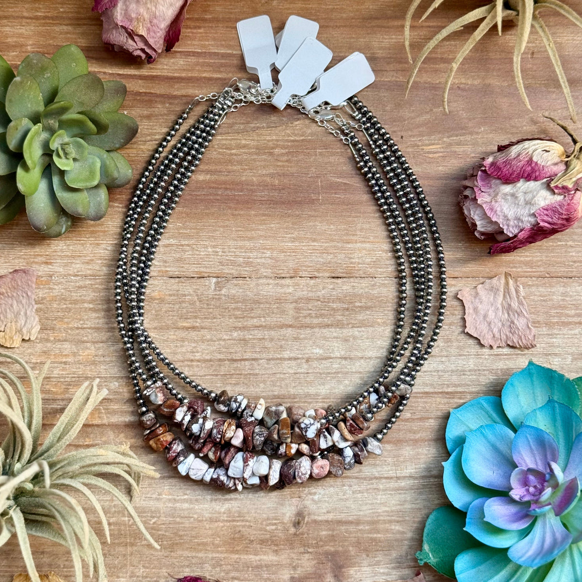 14” Wild Horse Choker – Sterling Silver Pearls