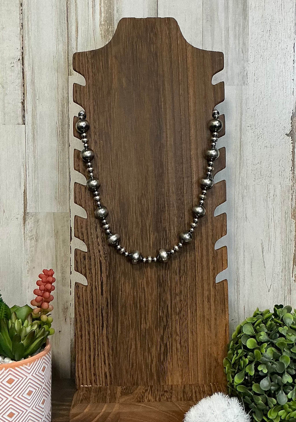Sterling Silver Pearl Necklace – 23” Graduated 6mm, 10mm & 16mm Western Statement