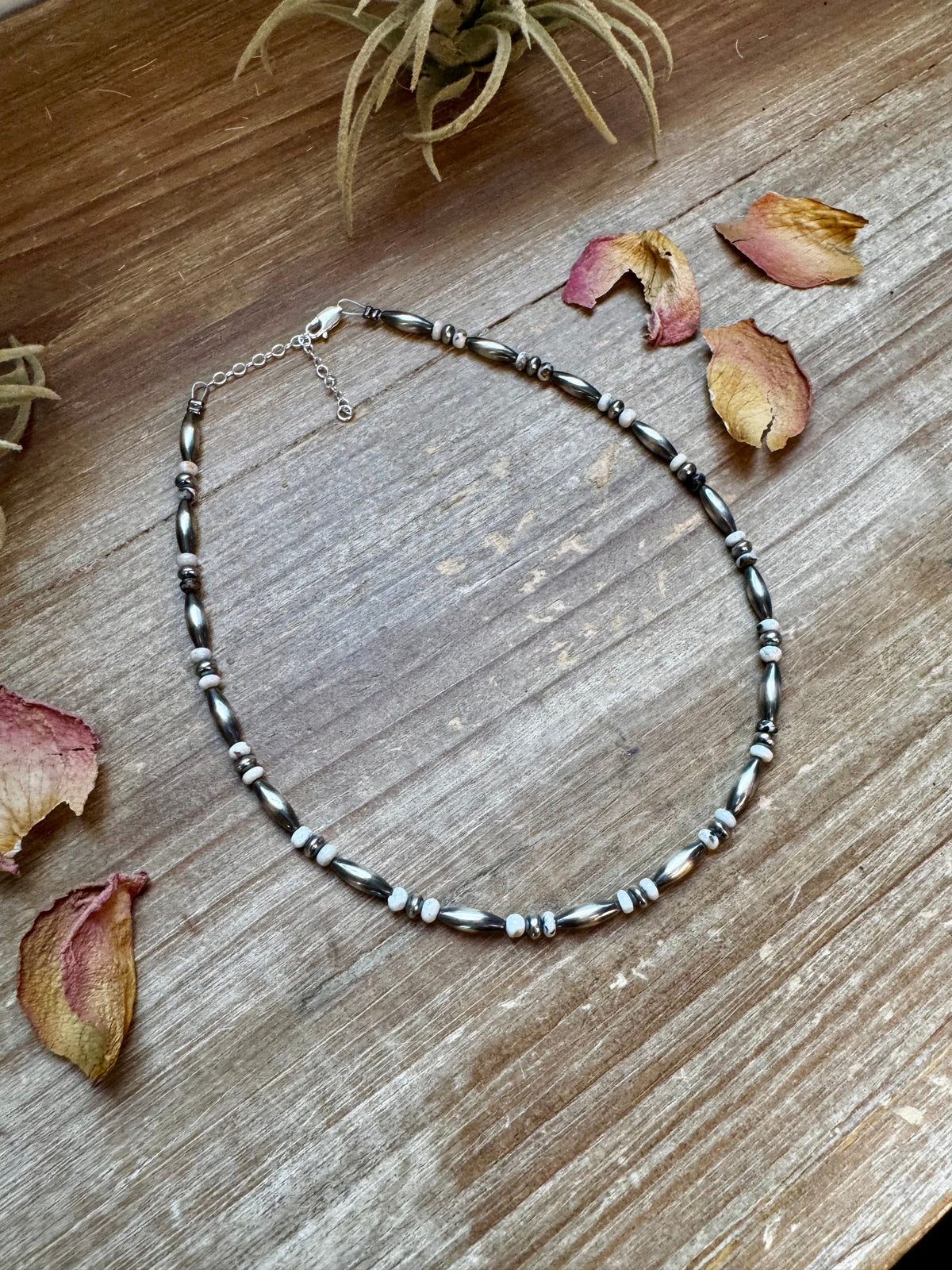 White Buffalo Torpedo choker Sterling Silver Pearls