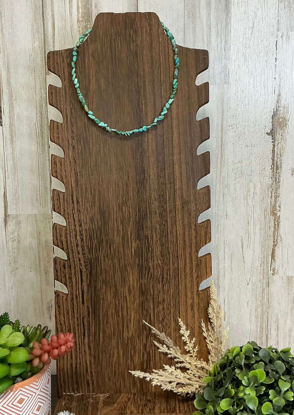 Green Turquoise Nugget Choker – 14” + 2” Extender Southwestern Necklace