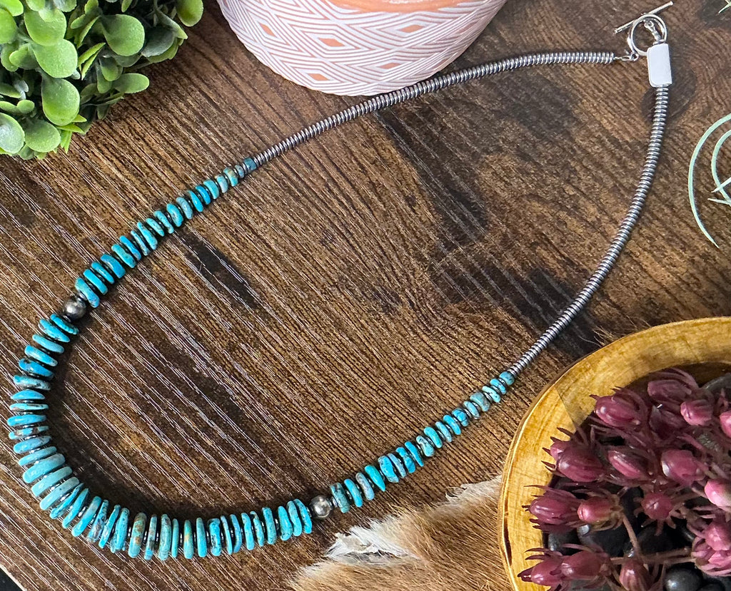 Turquoise & Sterling Silver Pearl Necklace – Western Statement Necklace