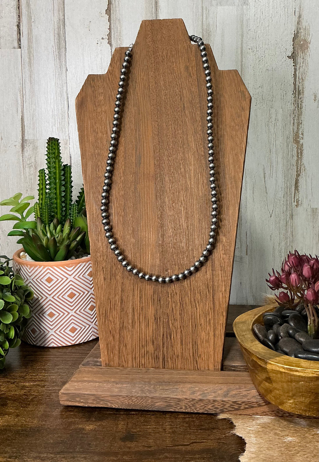 6mm Sterling Silver Pearl Necklace 20"