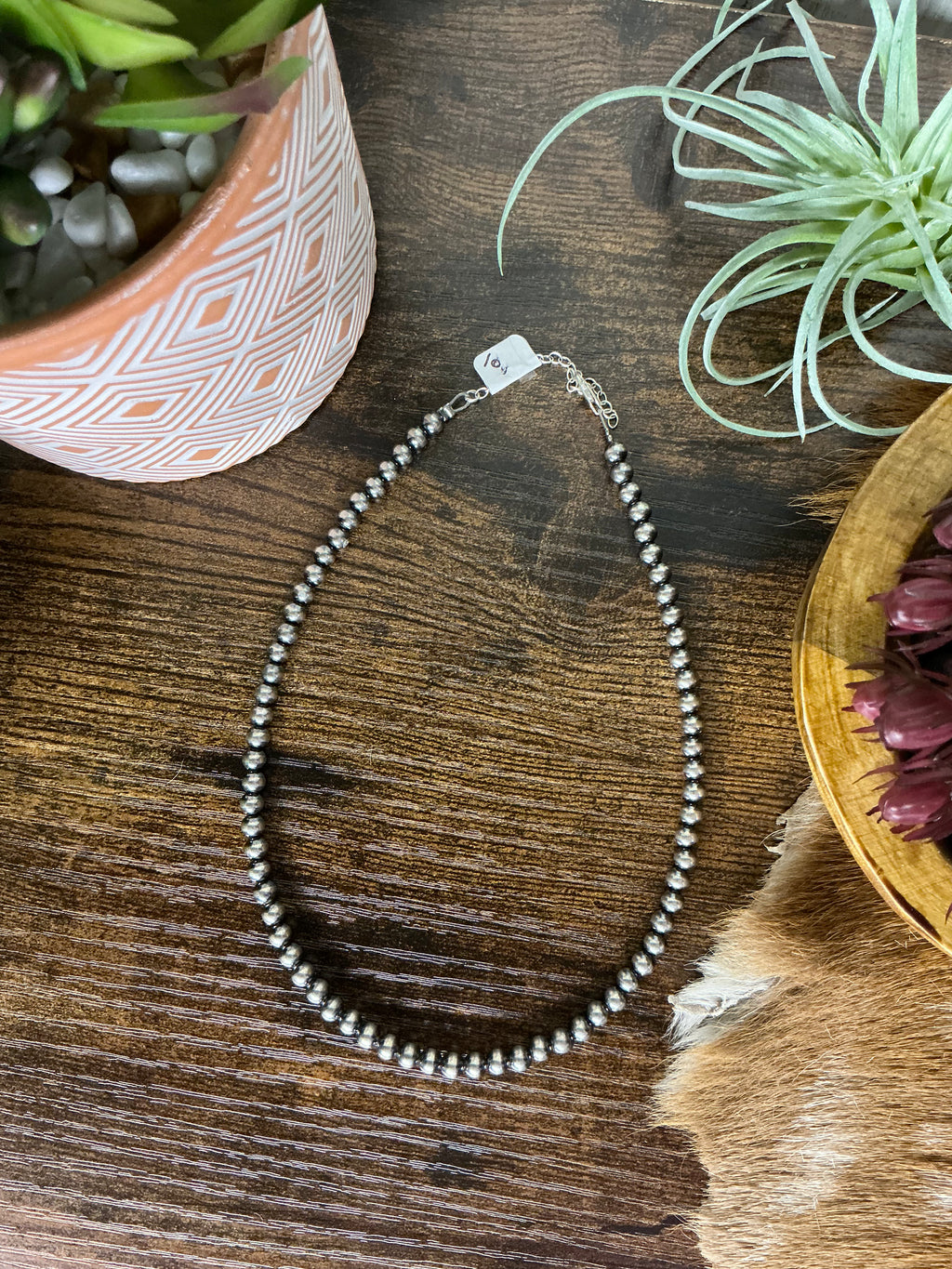 5mm Sterling Silver Pearl Necklace 14"