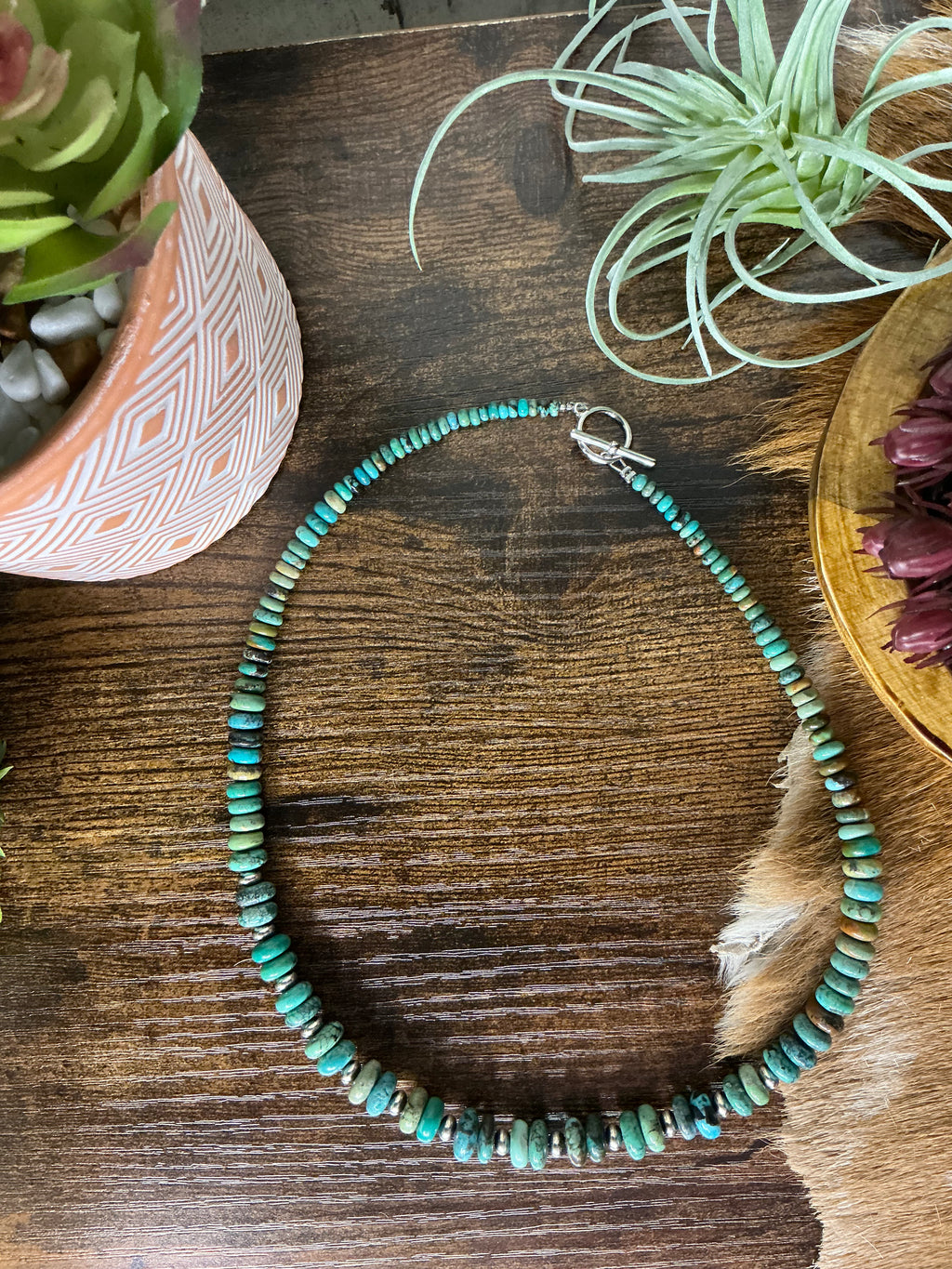 Sterling Silver Saucer Necklace  19 inch  5 mm Rondelle Beads