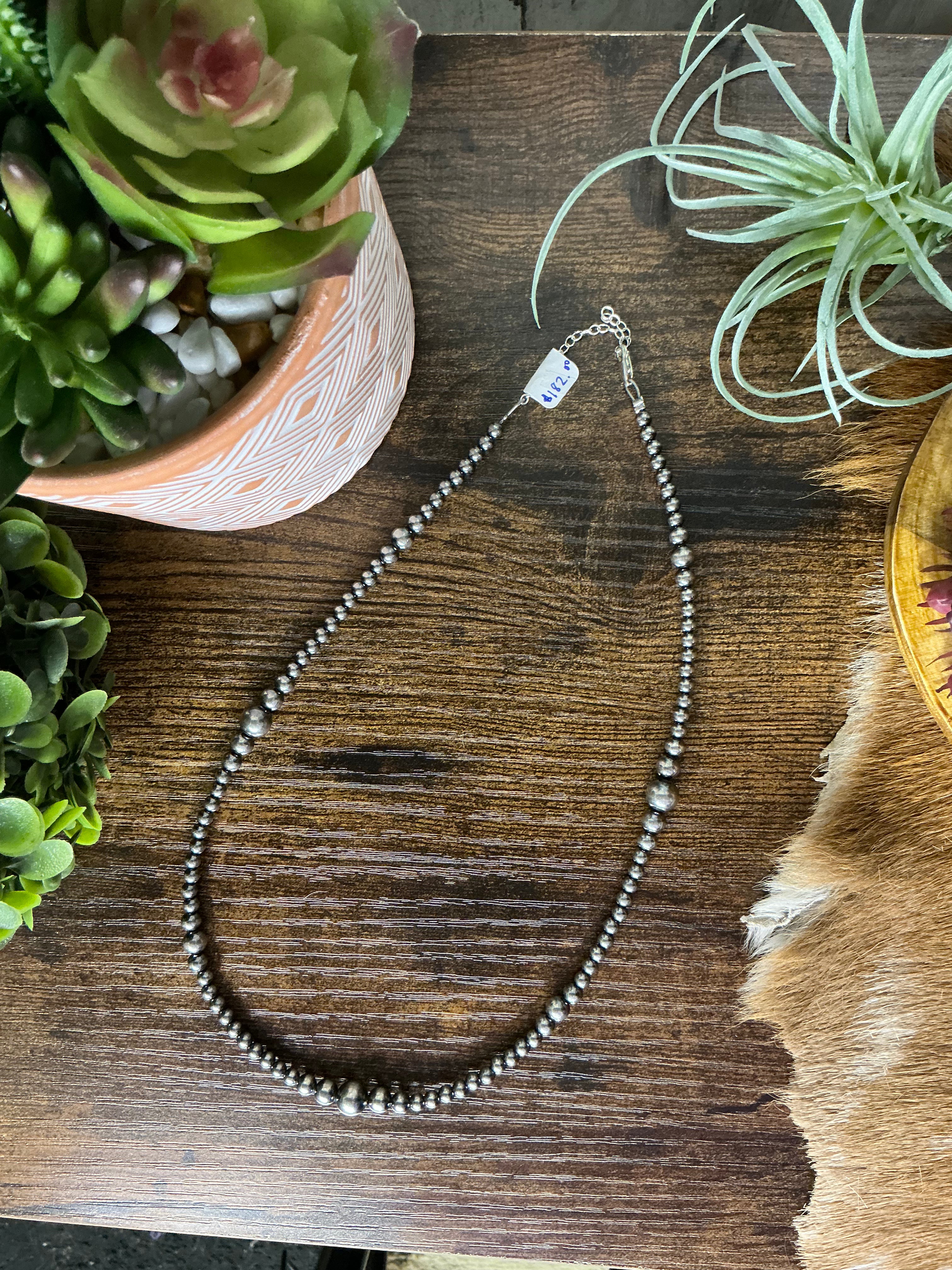 18 inch Graduated Sterling Silver Pearls Necklace