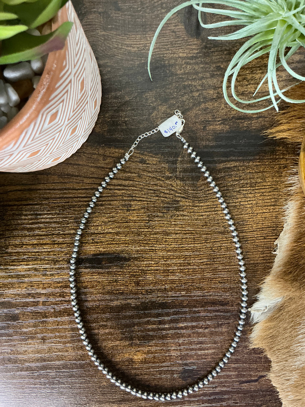 4mm Sterling Silver Pearl Necklace 16"