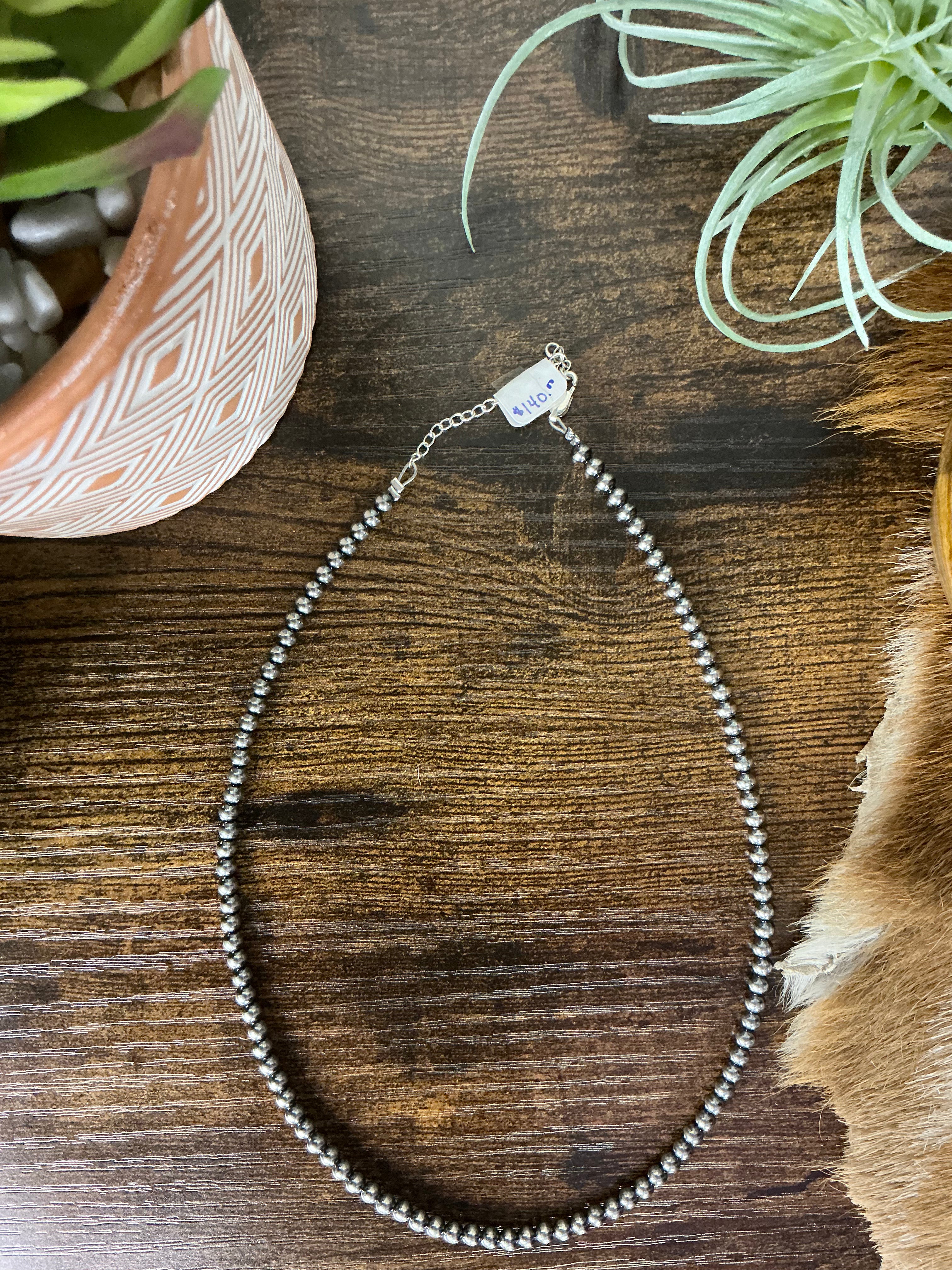 4mm Sterling Silver Pearl Necklace 16"