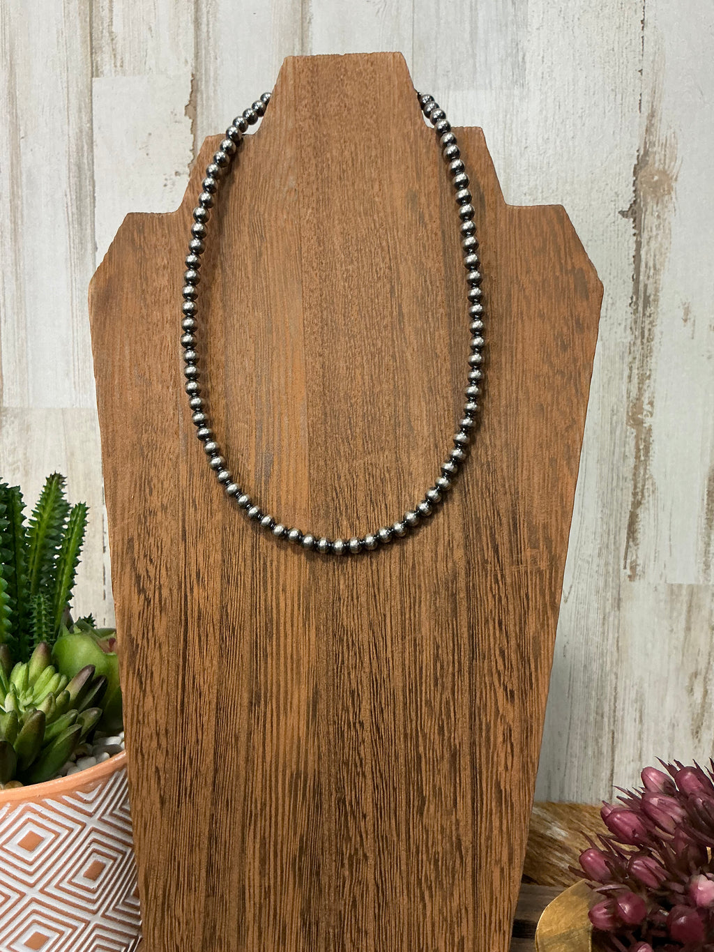 5mm Sterling Silver Pearl Necklace 14"