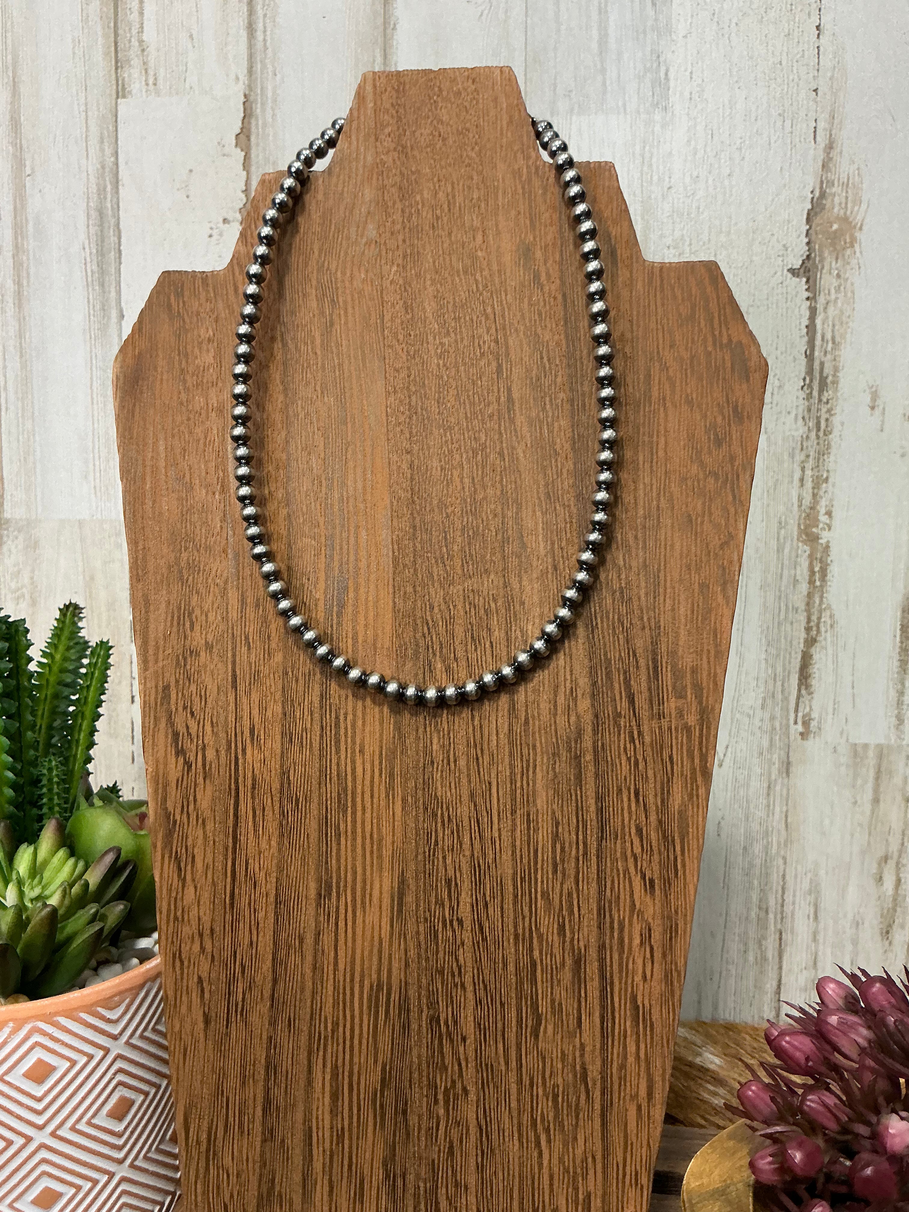 5mm Sterling Silver Pearl Necklace 14"