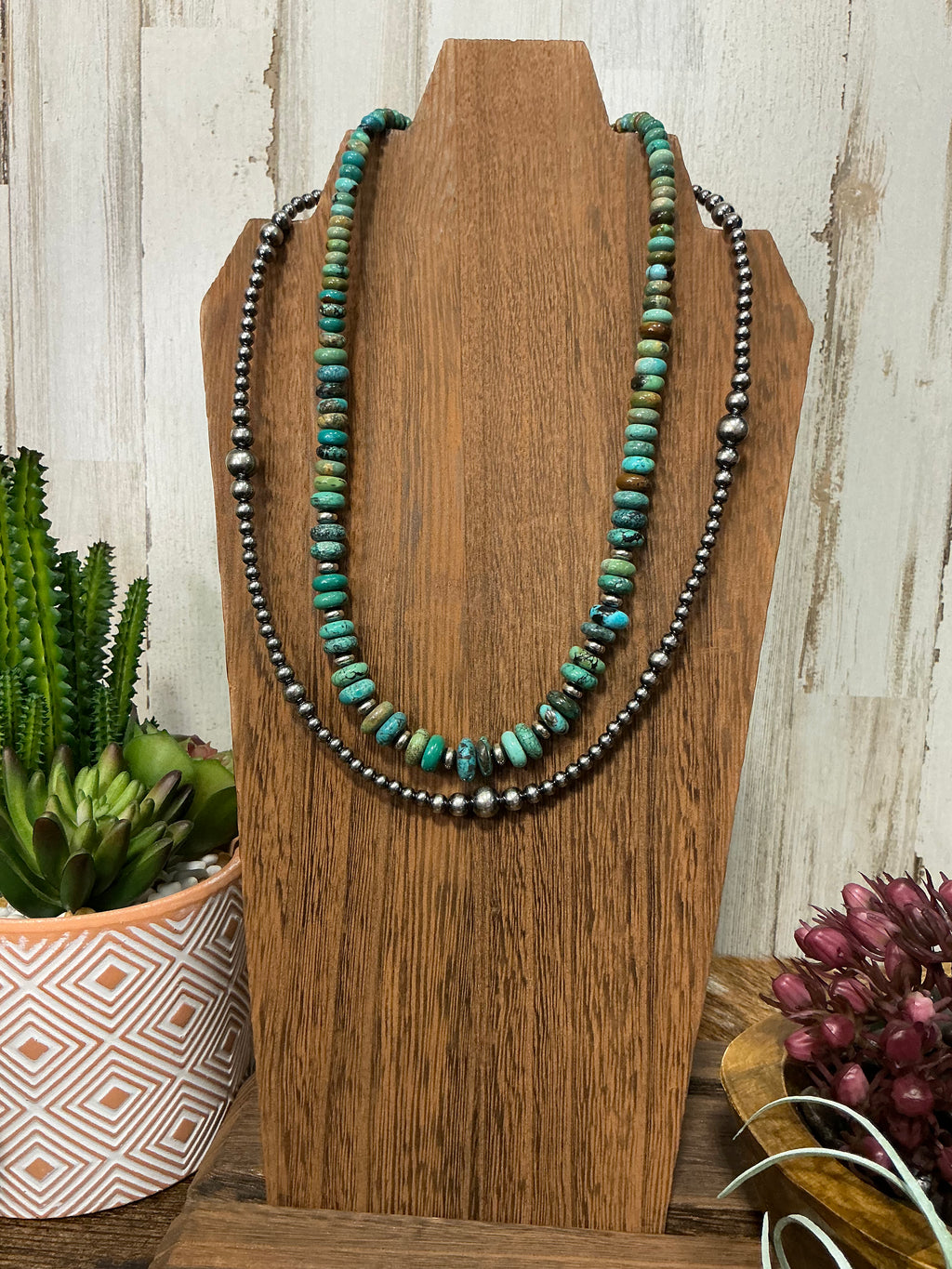 Sterling Silver Saucer Necklace  19 inch  5 mm Rondelle Beads