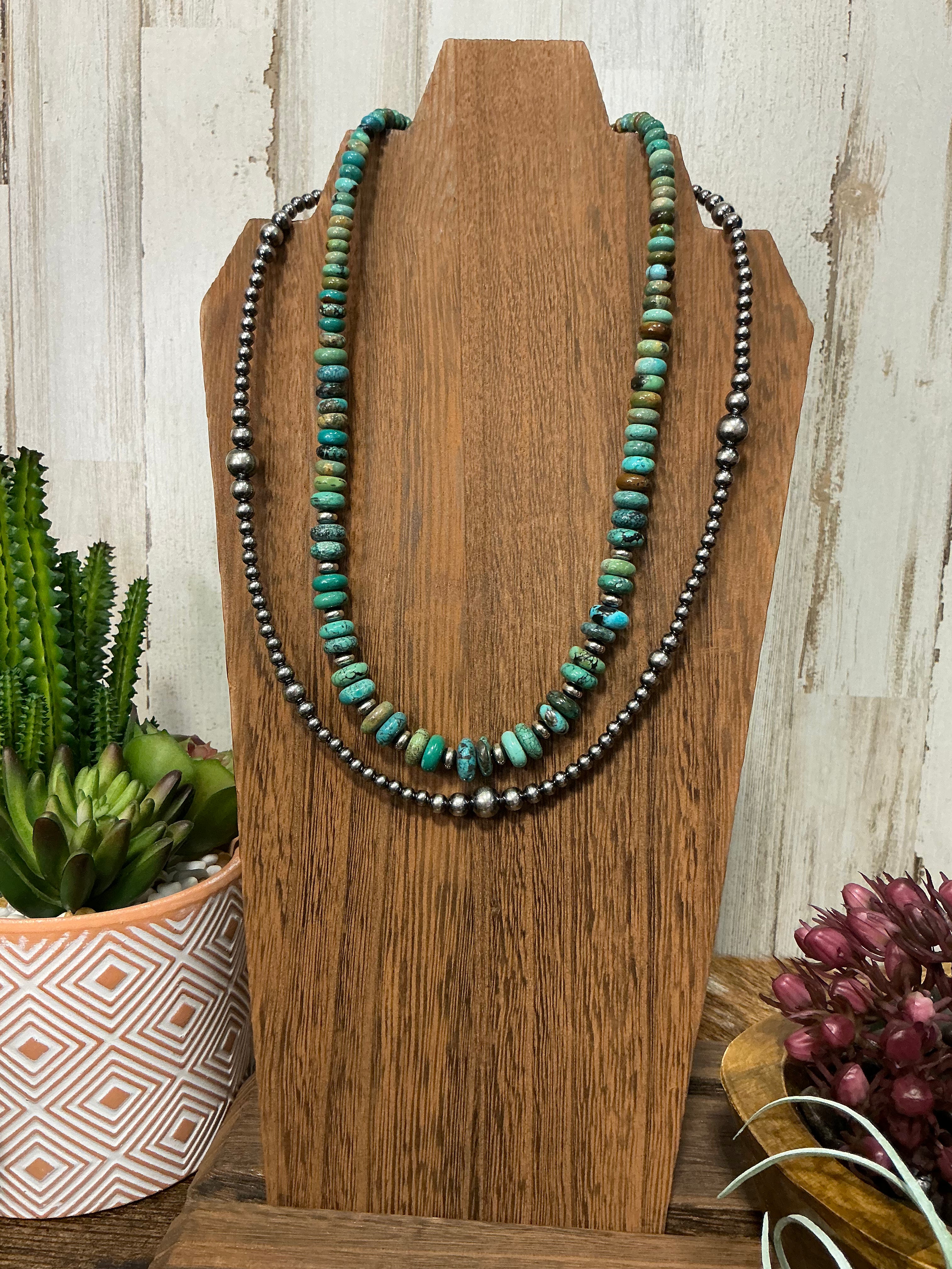 Sterling Silver Saucer Necklace  19 inch  5 mm Rondelle Beads