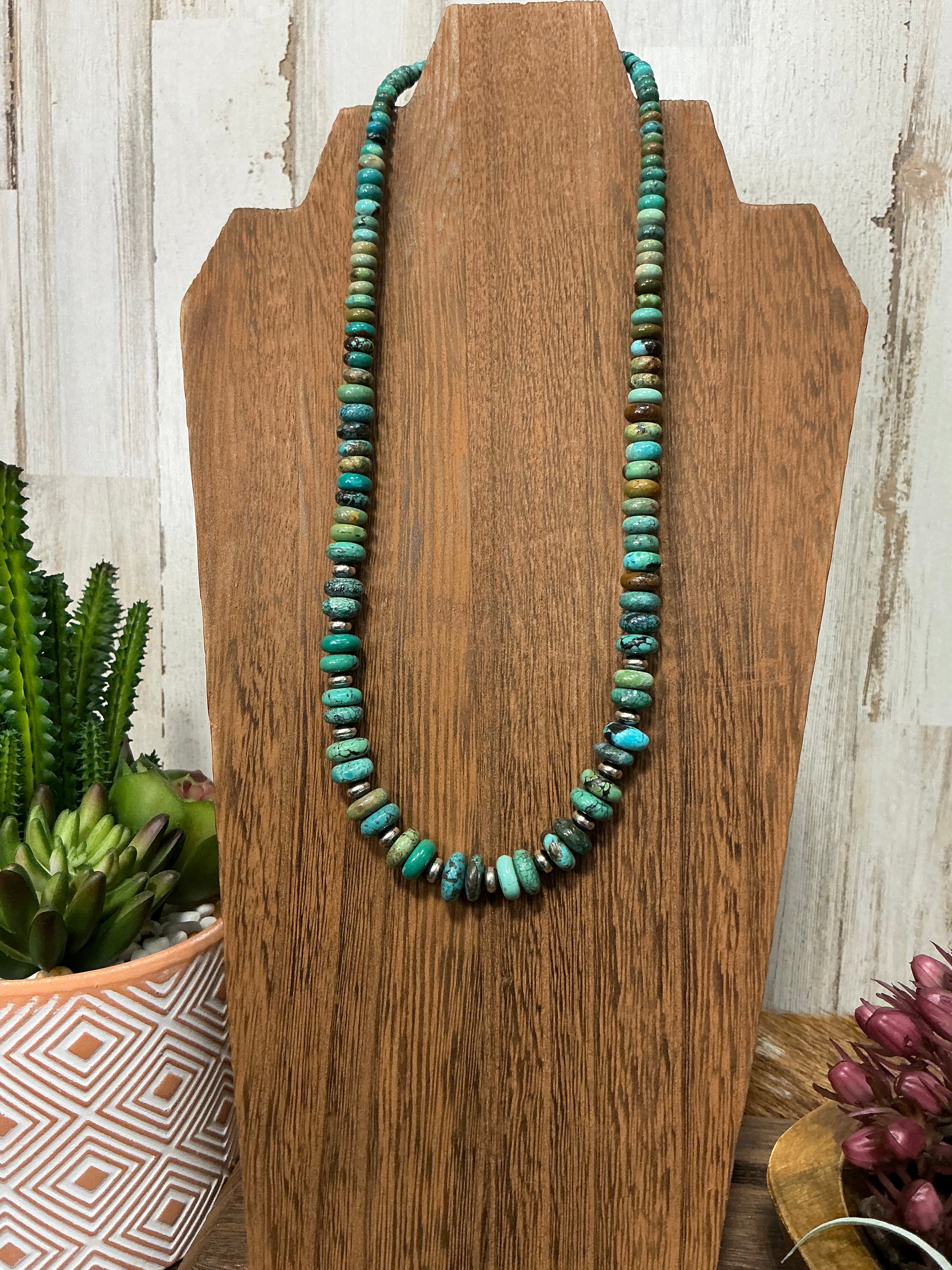 Sterling Silver Saucer Necklace  19 inch  5 mm Rondelle Beads