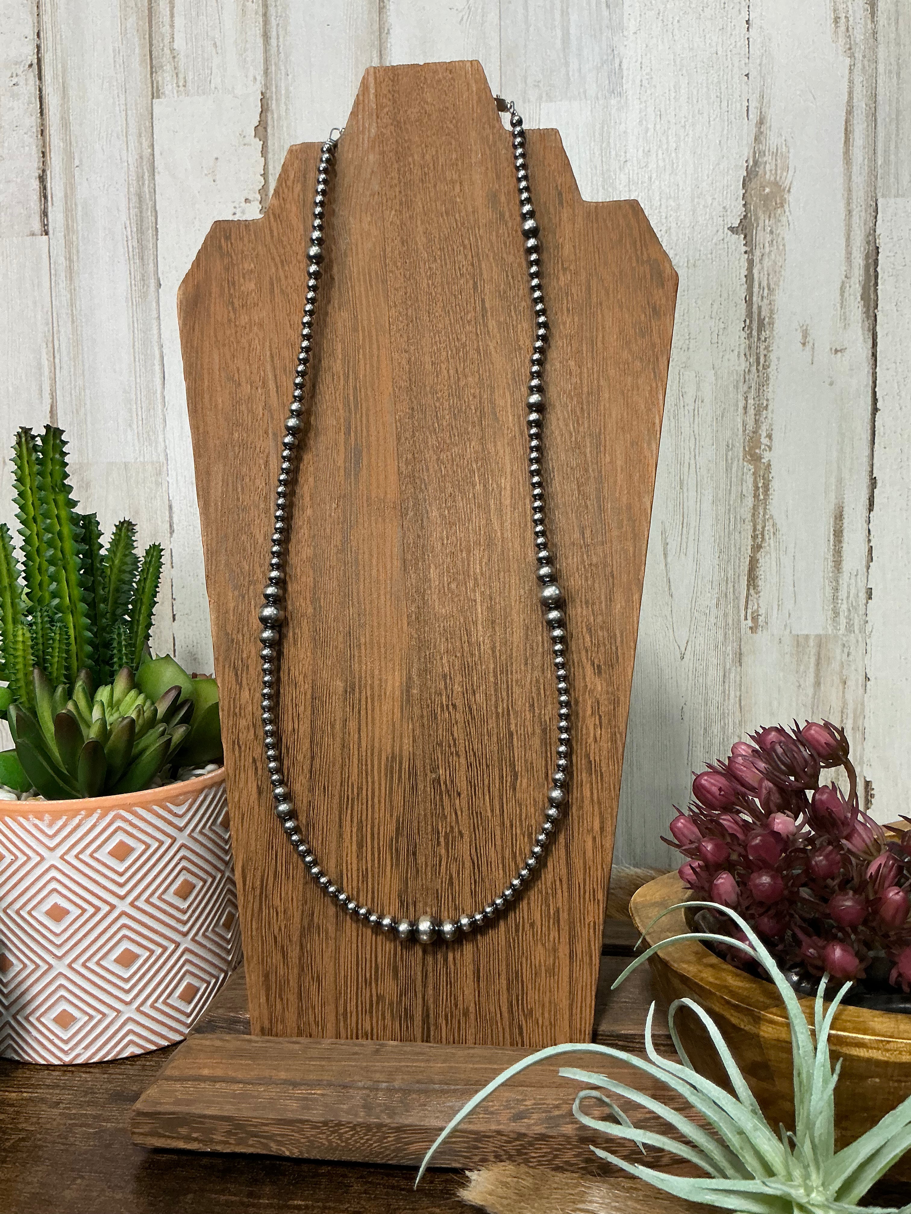 22 inch Sterling Silver Pearls Graduated Necklace