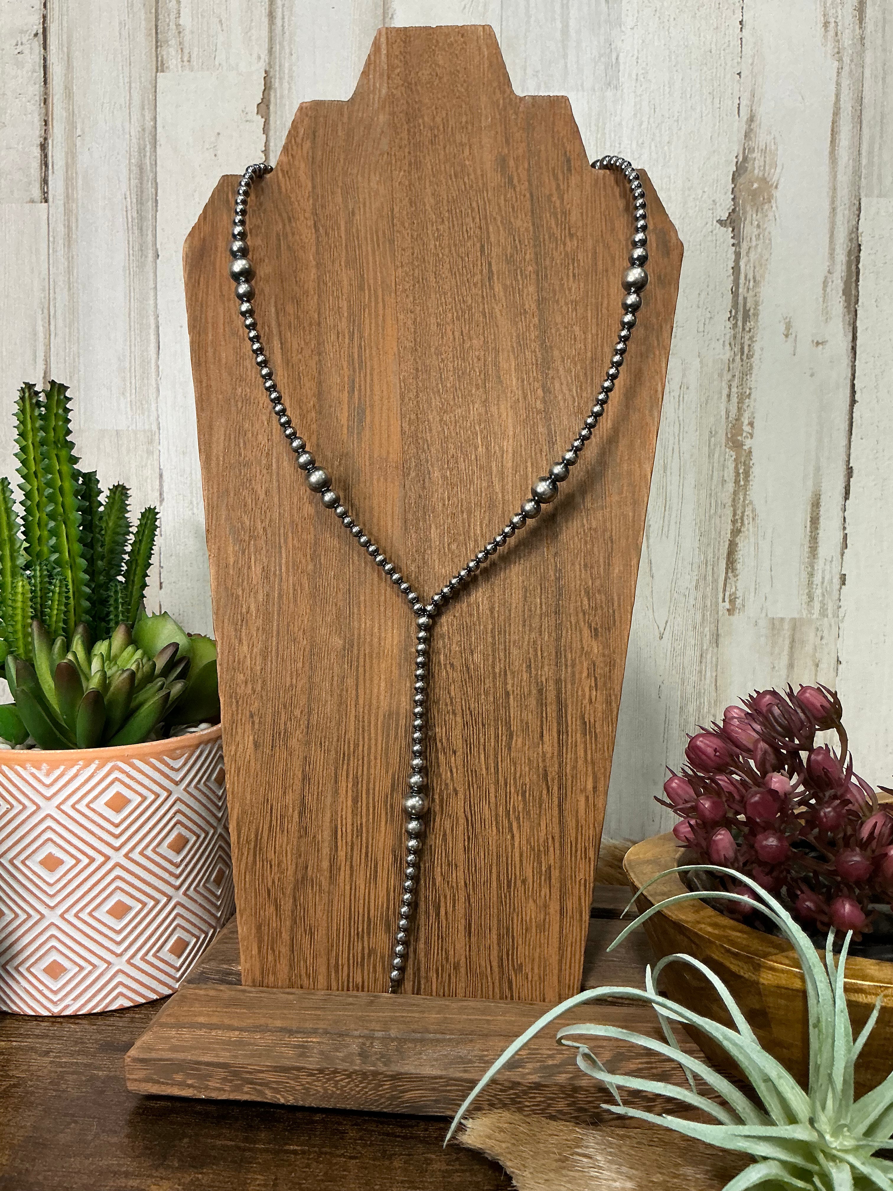 Lariat Graduated Sterling Silver Pearl