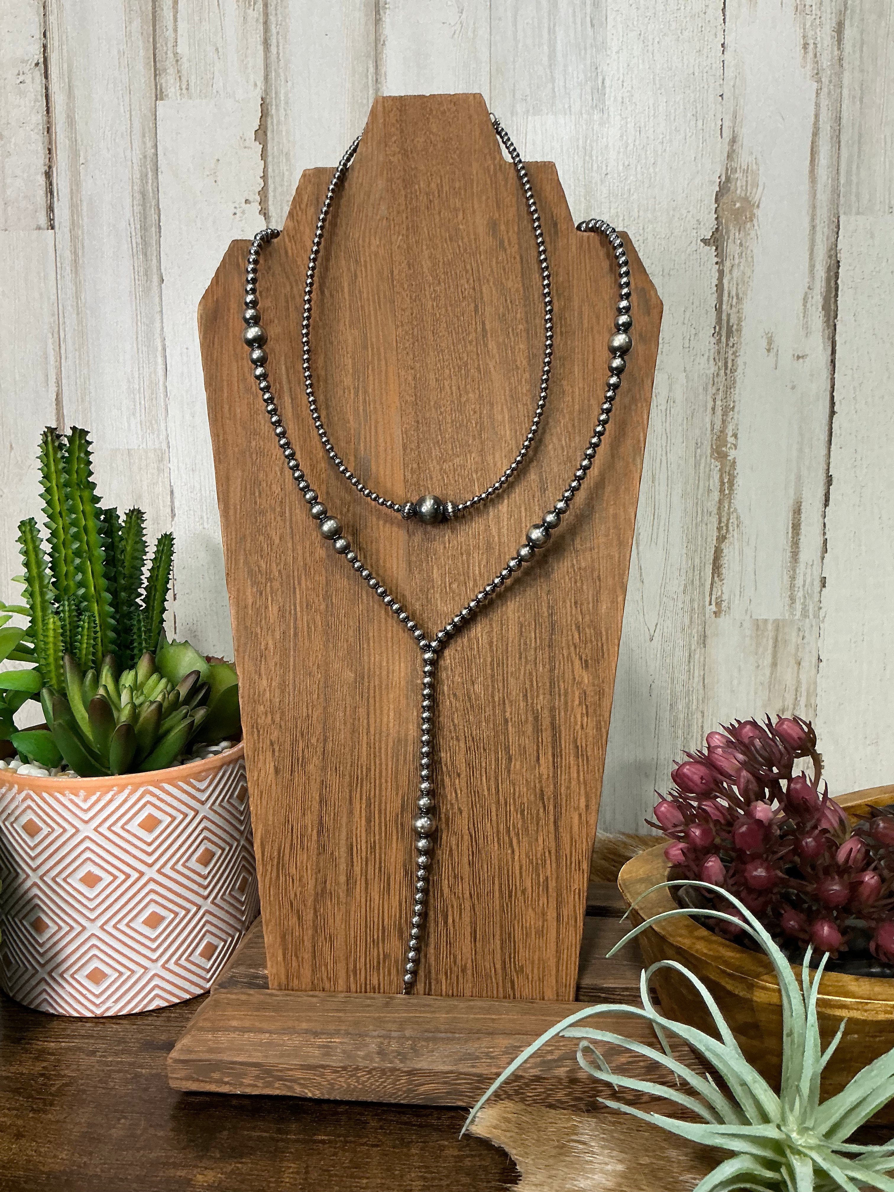 Lariat Graduated Sterling Silver Pearl