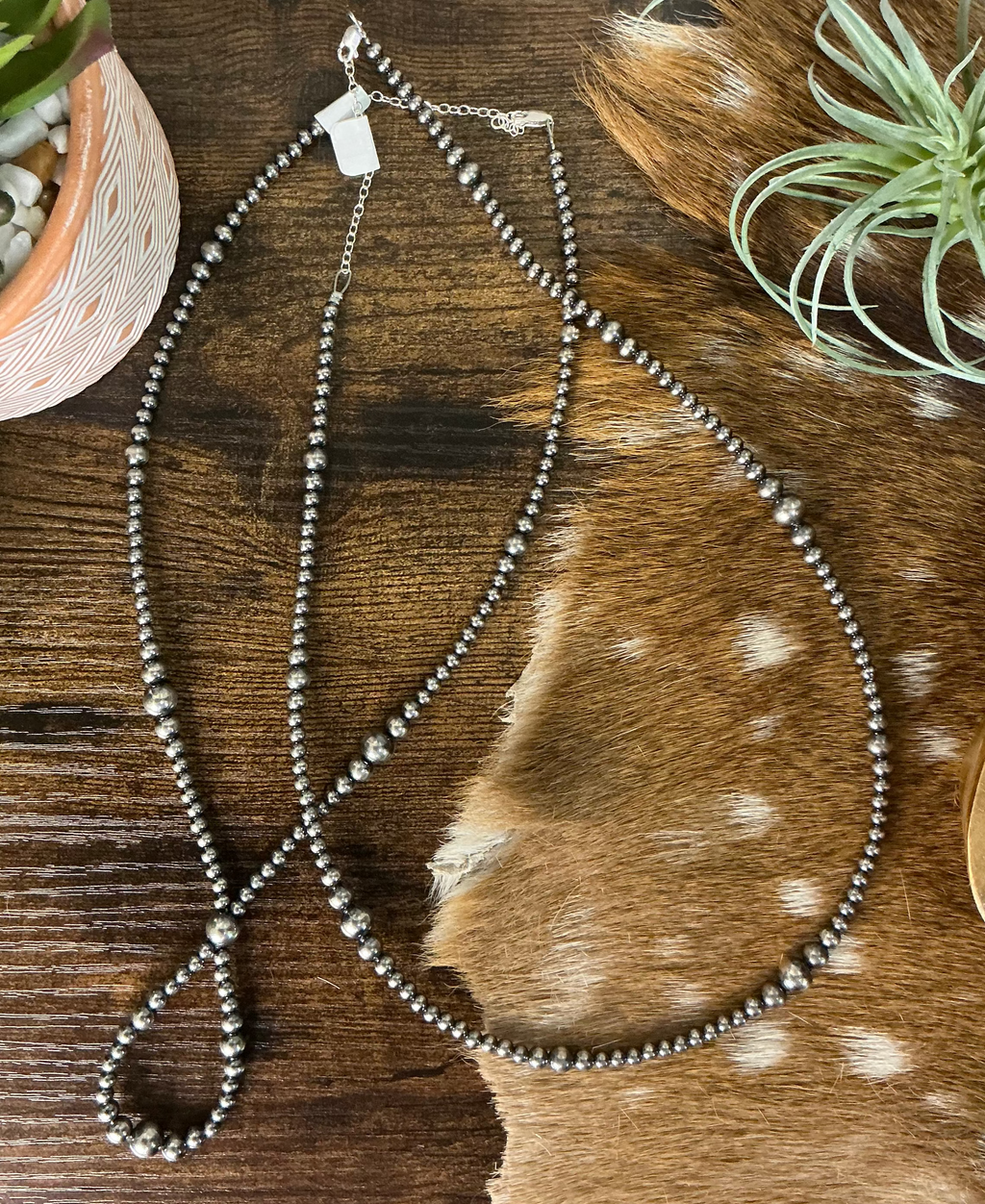 22 inch Sterling Silver Pearls Graduated Necklace