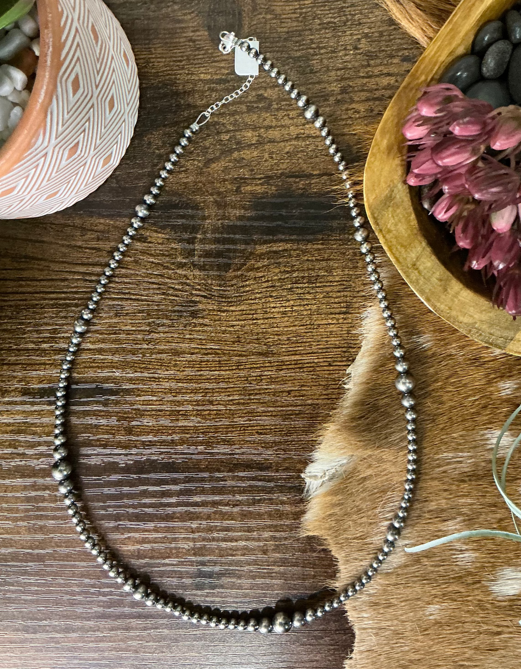 22 inch Sterling Silver Pearls Graduated Necklace