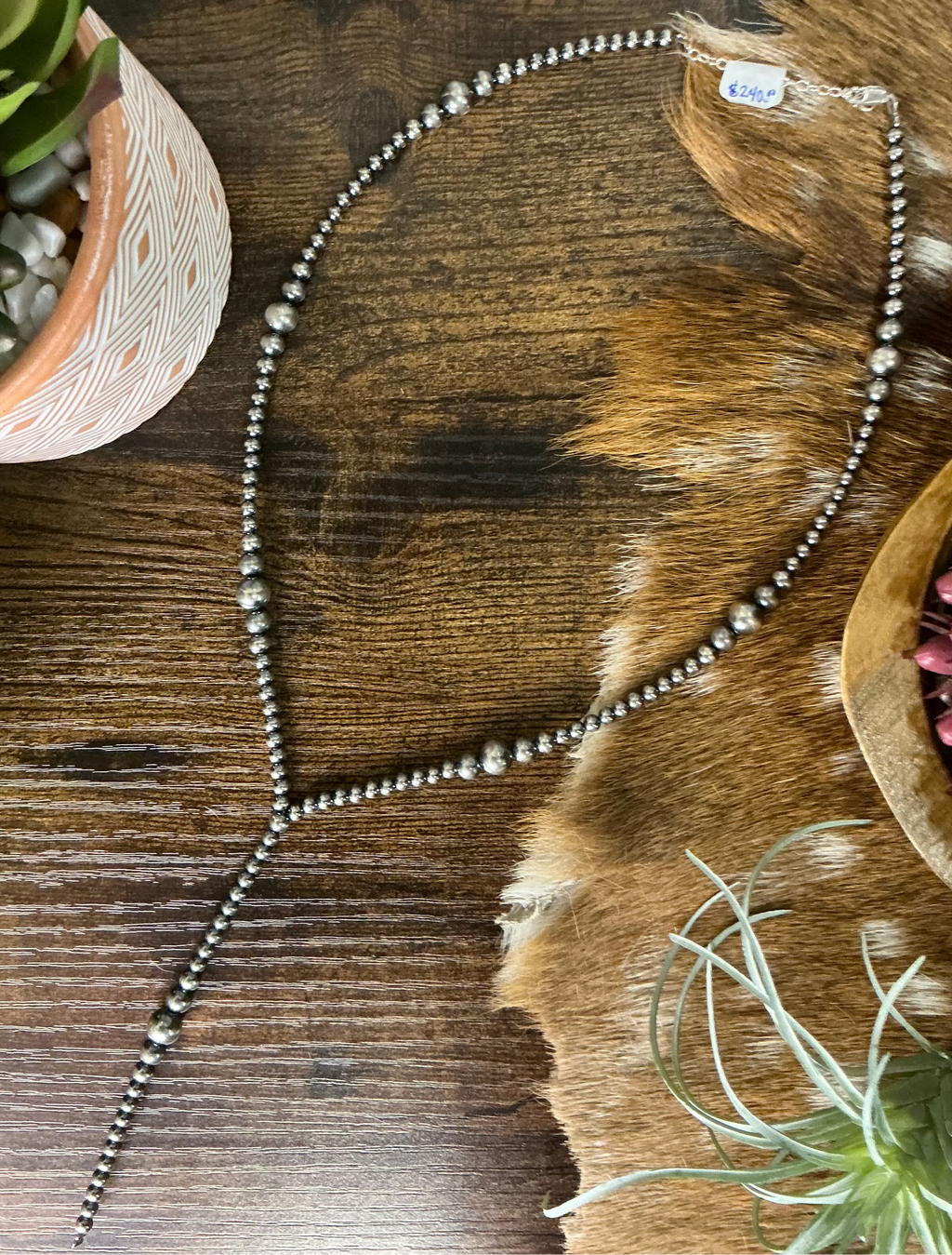 Lariat Graduated Sterling Silver Pearl