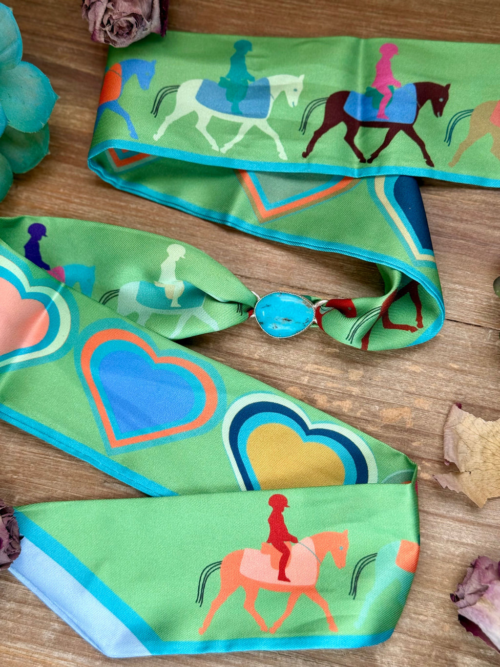 Twilly Scarf Accessory with Real Turquoise & Sterling – Made by The Bijoux FAB