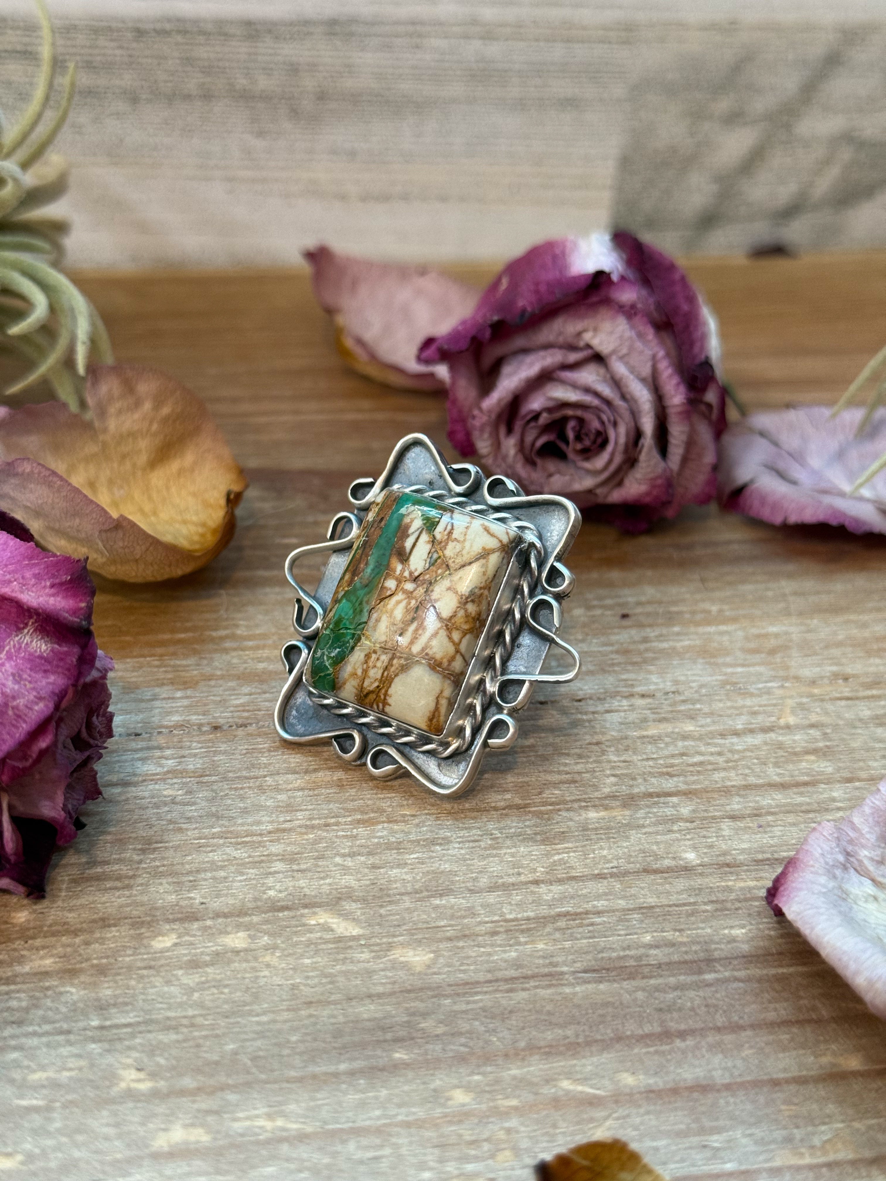 Ribbon Turquoise Sterling Silver Ring – Size 6.5 –  (Philbert Nez)