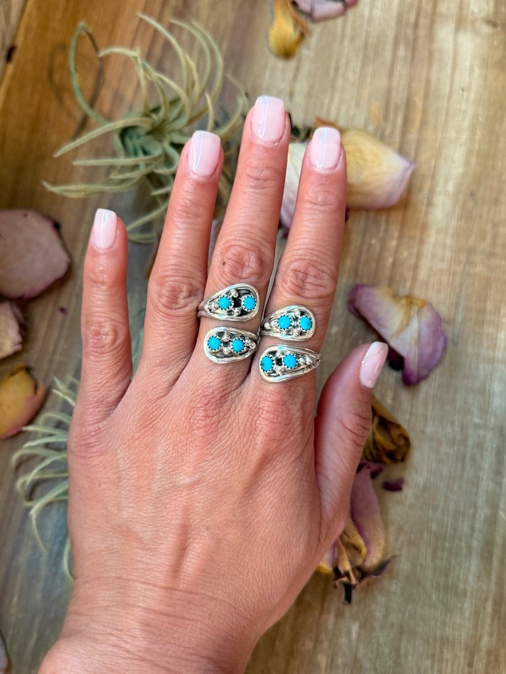 Kingman Turquoise Sterling Silver Ring – Size 8 (Slightly Adjustable)